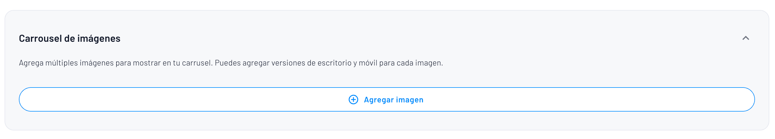formulario de configuración para el carrousel de imagenes de la marca blanca