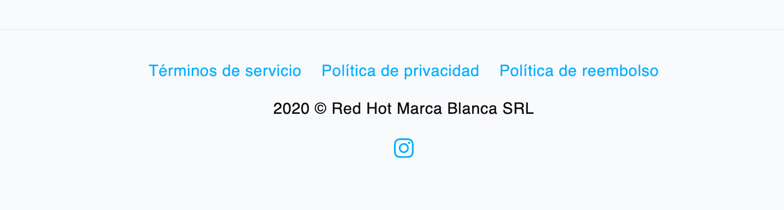 captura de pantalla del pie de pagina de la marca blanca con los terminos y condiciones