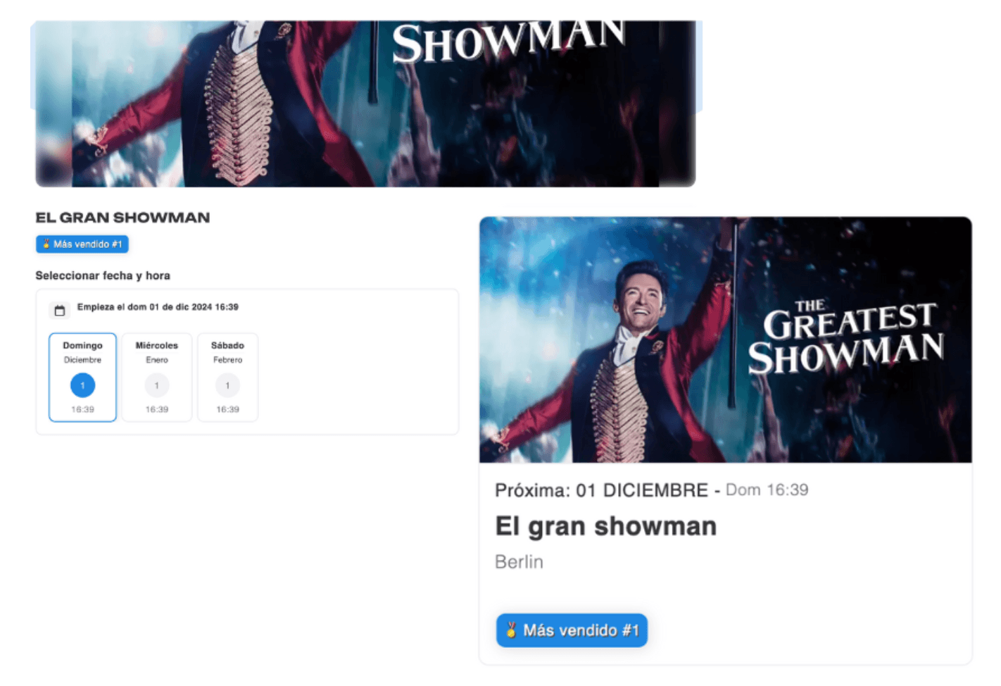 Ejemplo de como se ve el chip del evento "Más Vendido #1"