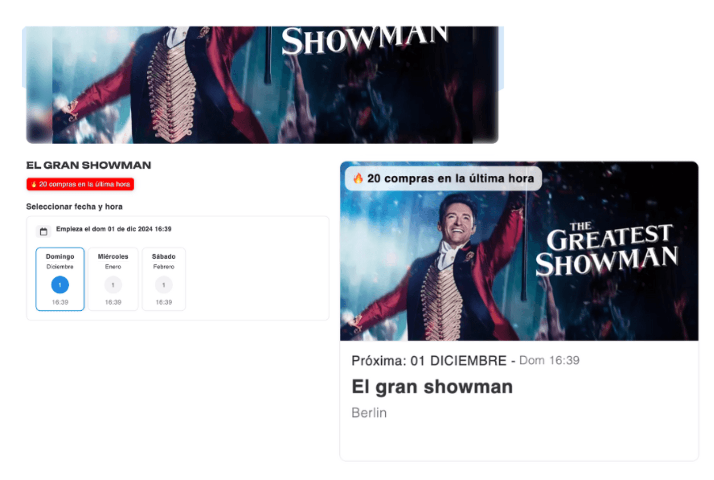Ejemplo de como se ve el chip de la cantidad de compras en la última hora generación apuro en el comprador