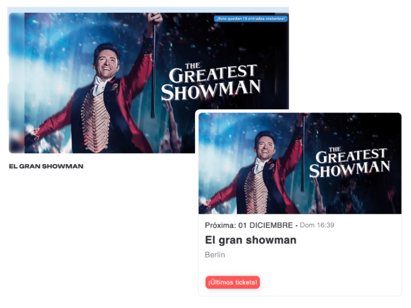 Ejemplo de como se ve el chip de la cantidad de últimos tickets generando apuro en el comprador