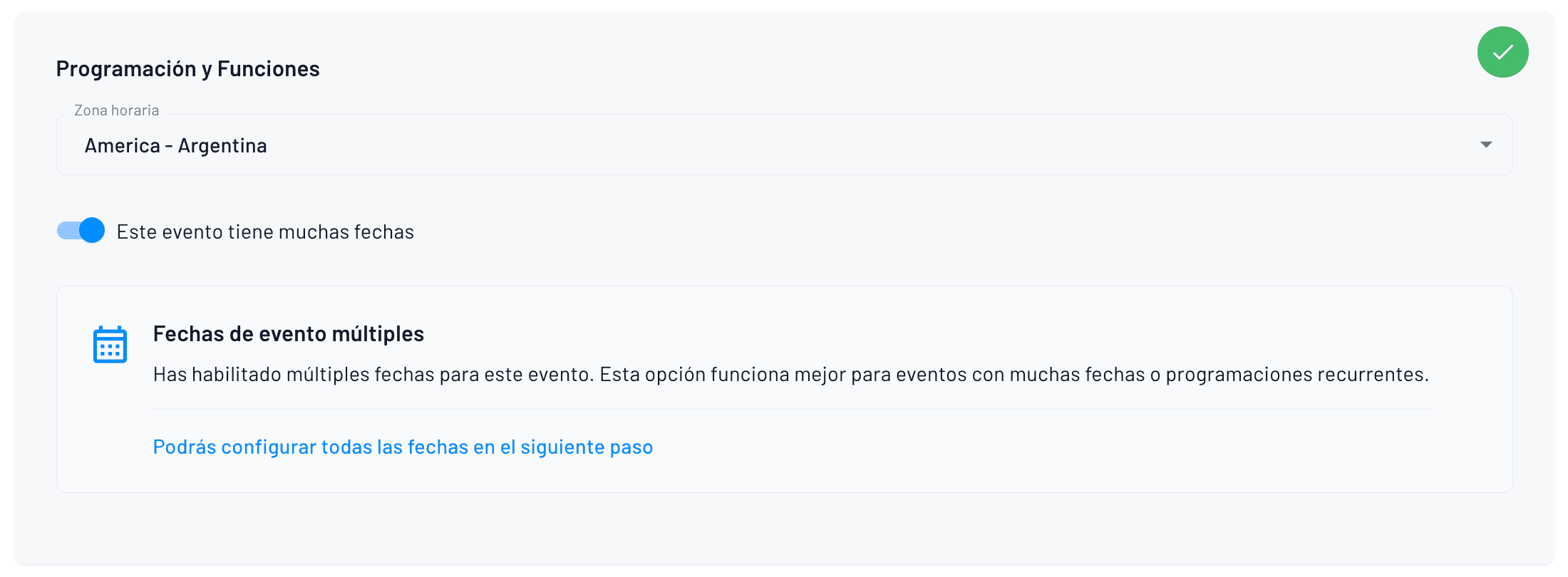 configuración de la fecha única o múltiples con generador de fechas