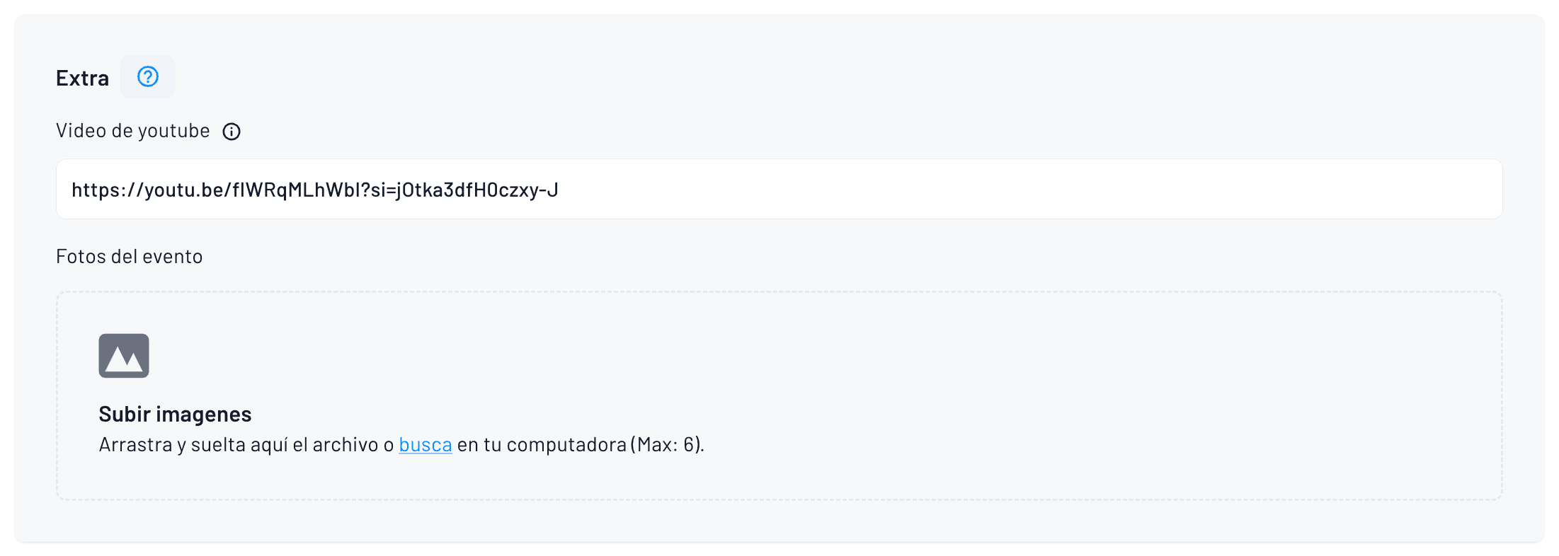 información extra del evento con video y fotos